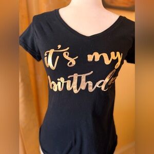 Stylish Black and Gold Birthday Tee